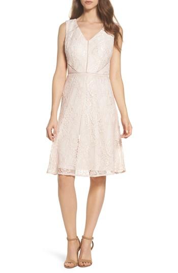 Women's Adrianna Papell Rose Lace Fit & Flare Dress - Pink
