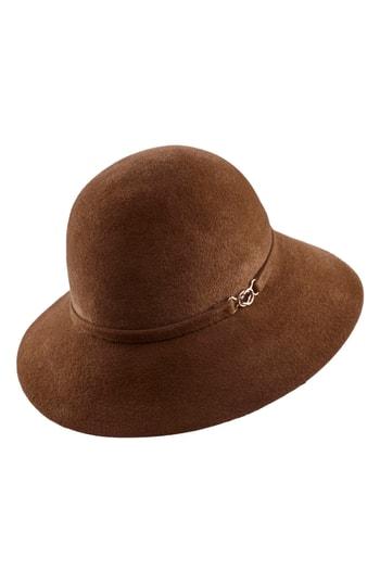 Women's Helen Kaminski Genuine Rabbit Fur Felt Cloche - Brown