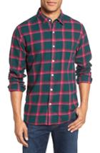 Men's Bonobos Slim Fit Brushed Windowpane Sport Shirt, Size - Green