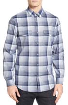 Men's Calibrate Trim Fit Non-iron Plaid Sport Shirt - Blue