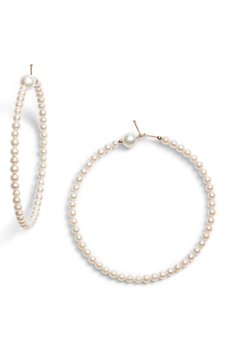 Women's Mizuki Sea Of Beauty Medium Pearl Hoop Earrings