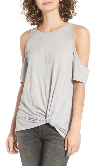 Women's Bp. Twist Front Cold Shoulder Tee - Grey