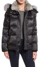 Women's Andrew Marc Convertible Down Coat With Genuine Rabbit Fur & Genuine Fox Fur