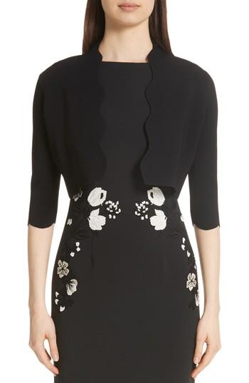 Women's Lela Rose Scallop Trim Knit Bolero - Black