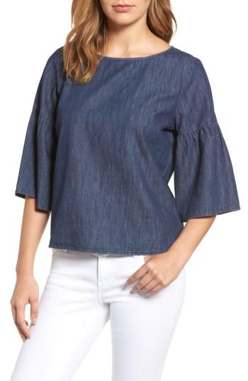 Women's Caslon Ruffle Sleeve Chambray Top