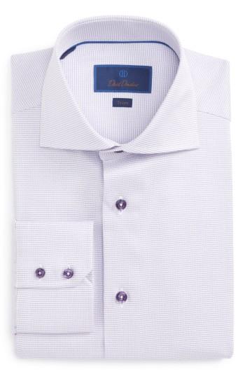 Men's David Donahue Trim Fit Solid Dress Shirt .5 32/33 - Blue