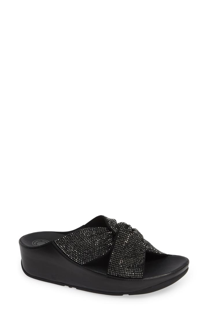 Women's Fitflop Twiss Crystal Embellished Slide Sandal M - Black