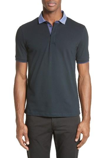 Men's Armani Collezioni Stretch Cotton Polo - Blue