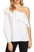 Women's Cece One-shoulder Swiss Dot Top - White