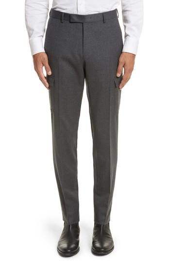 Men's Z Zegna Regular Fit Wool Cargo Trousers R Eu - Grey