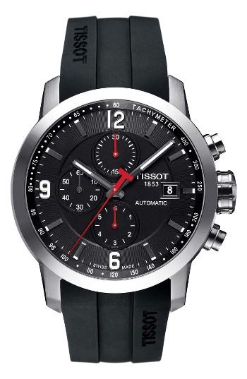Men's Tissot Prc200 Automatic Chronograph Silicone Strap Watch, 43mm