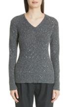 Women's Fabiana Filippi Sequin Merino Wool, Silk & Cashmere Blend Sweater Us / 38 It - Grey