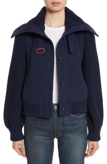 Women's Chloe Brushed Stretch Wool Coat Us / 40 Fr - Blue