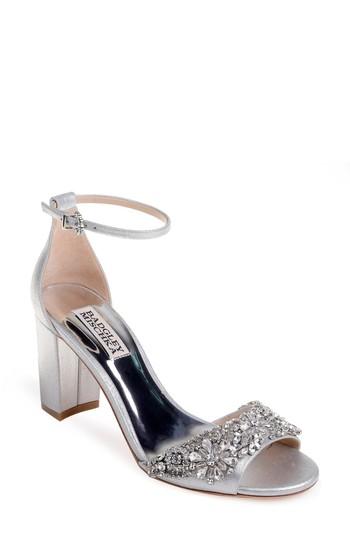 Women's Badgley Mischka Hines Embellished Block Heel Sandal .5 M - Metallic