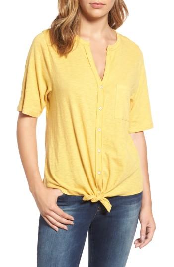 Women's Caslon Tie Front Tee, Size - Yellow