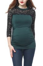 Women's Kimi And Kai Rainey Ruched Maternity Top - Green