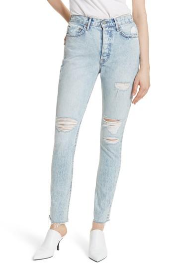 Women's Grlfrnd Karolina Ripped Skinny Jeans - Blue