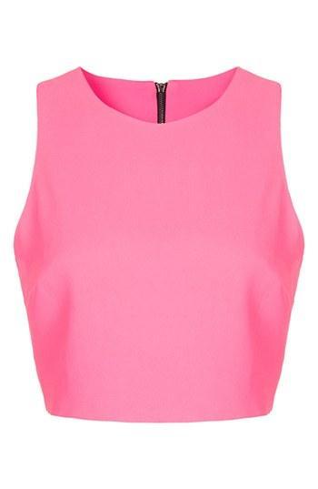 Topshop Laser Cut Crop Top Pink