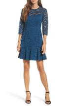 Women's Trina Trina Turk Stanley Lace Fit & Flare Dress - Blue