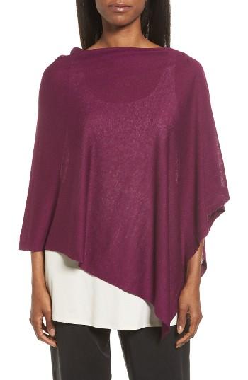 Women's Eileen Fisher Silk & Organic Linen Poncho, Size - Purple
