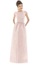 Women's Alfred Sung Cap Sleeve Dupioni Full Length Dress - Pink