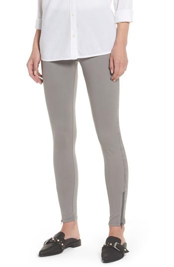 Women's Hue Curvy Fit Faux Suede Panel Leggings - Grey