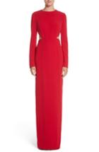 Women's Pamella Roland Illusion Back Stretch Crepe Gown - Red