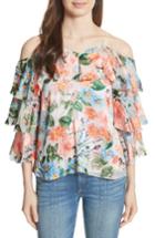 Women's Alice + Olivia Marylee Floral Off The Shoulder Blouse - Blue