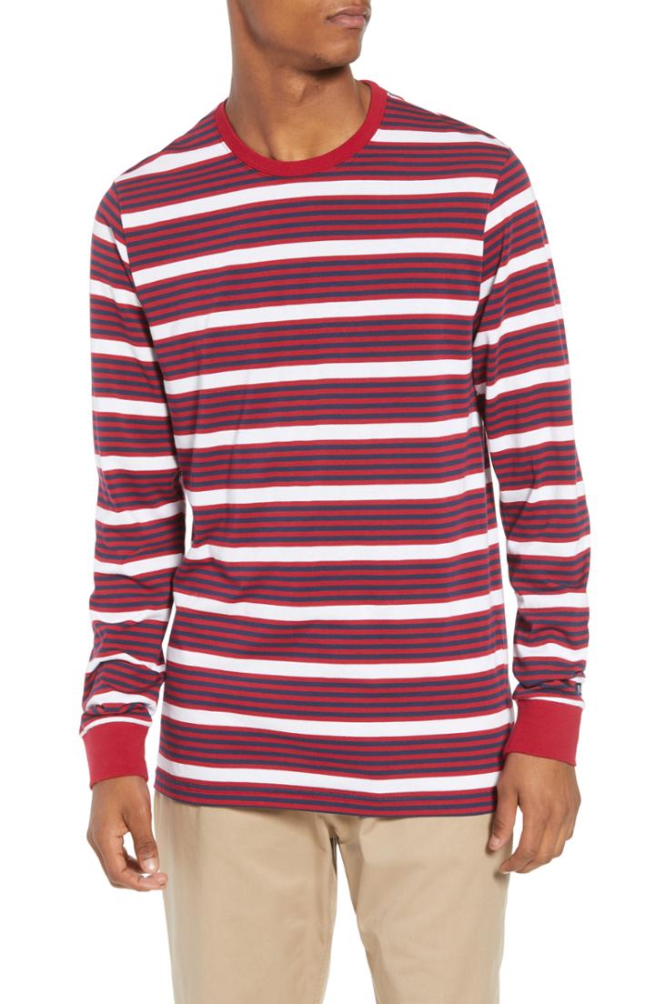 Men's Nike Sb Dry Stripe Long Sleeve T-shirt, Size - Red