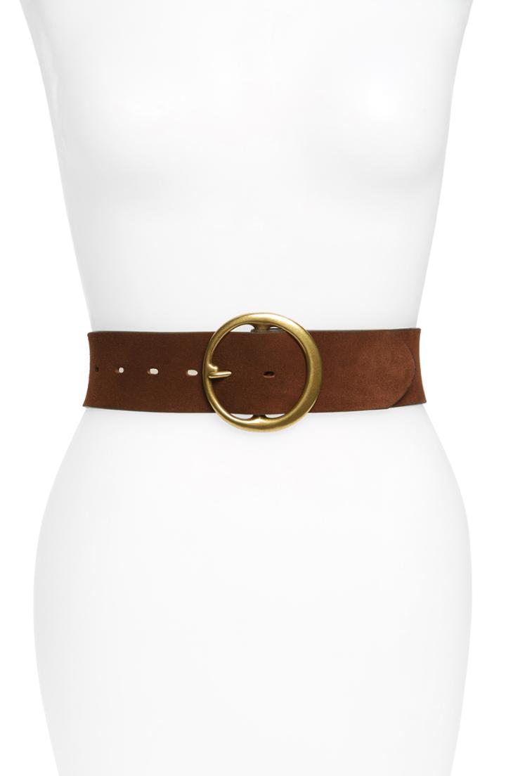 Women's Treasure & Bond Round Buckle Suede Belt