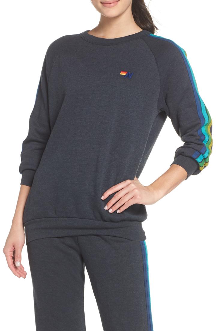 Women's Aviator Nation Stripe Sleeve Sweatshirt