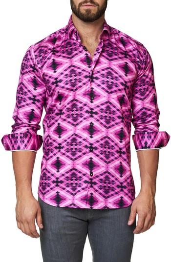 Men's Maceoo Luxor Slim Fit Geo Print Sport Shirt (xl) - Pink