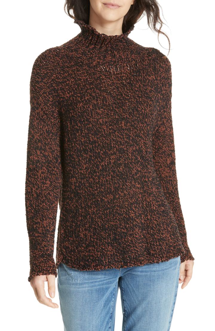 Women's Eileen Fisher Marled Organic Cotton Blend Sweater - Brown