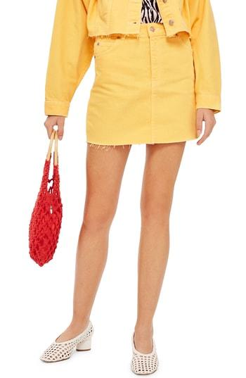 Petite Women's Topshop Moto High Waist Denim Skirt P Us (fits Like 0p) - Yellow