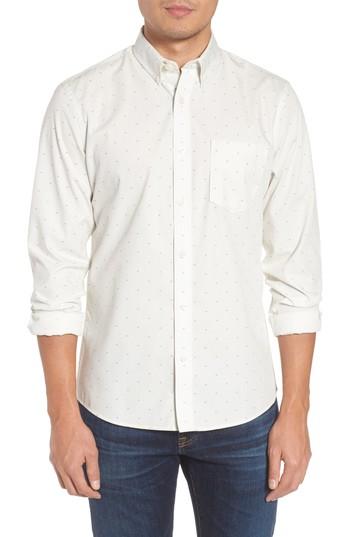 Men's Nordstrom Men's Shop Trim Fit Non-iron Dobby Sport Shirt - Ivory