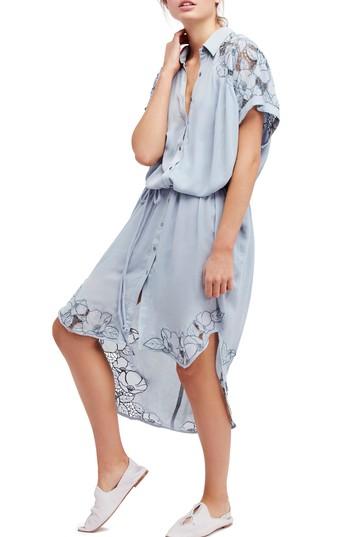 Women's Free People Cut It Out Midi Shirtdress - Blue