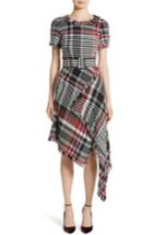 Women's Oscar De La Renta Plaid Asymmetrical Dress - Black