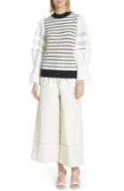 Women's Sea Coco Combo Sleeve Stripe Sweater - Ivory