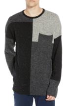 Men's French Connection Patchwork Donegal Wool Blend Sweater - Grey
