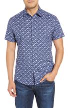 Men's Stone Rose Regular Fit Floral Print Knit Sport Shirt, Size - Blue