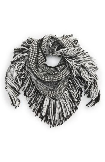 Women's Rebecca Minkoff Mouline Fringe Triangle Scarf, Size - Black