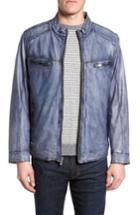 Men's Missani Le Collezioni Abraded Washed Leather Jacket - Blue