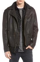 Men's Treasure & Bond Trim Fit Leather Biker Jacket - Black