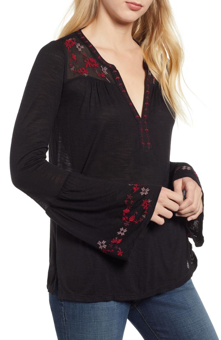 Women's Halogen Surplice Woven Top, Size - Black