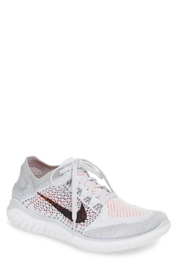Men's Nike Free Rn Flyknit 2018 Running Shoe .5 M - Grey
