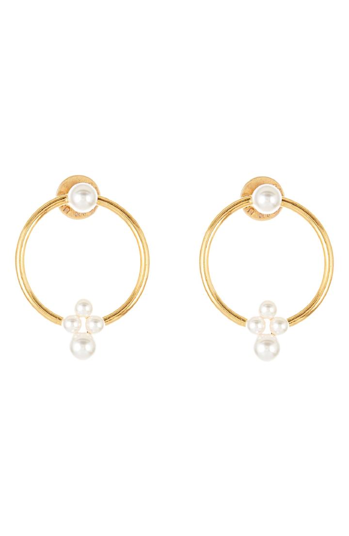 Women's Oscar De La Renta Runway Imitation Pearl Hoop Earrings