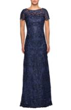 Women's La Femme Sequin Embroidered Column Dress - Blue