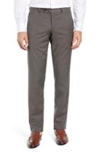 Men's Ted Baker London Jerome Flat Front Solid Wool Trousers R - Brown