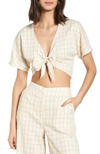 Women's Lydelle Tie Front Crop Top - Beige