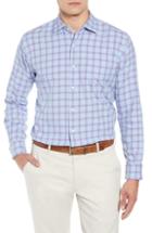 Men's Peter Millar Castin Regular Fit Tattersall Check Sport Shirt, Size - Blue